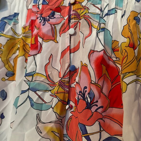 Hale Bob Floral Blouse Size M White Multicolor Silk Top NWOT - Picture 2 of 9